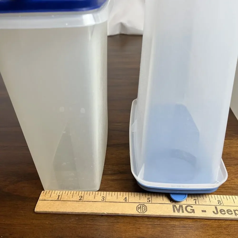 Three 12 Cup Vintage Tupperware Cereal Containers Blue & Cream Kitchen Organizer